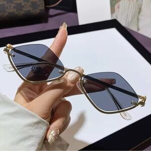 Black Half Framed Diamond Shaped Sunglasses